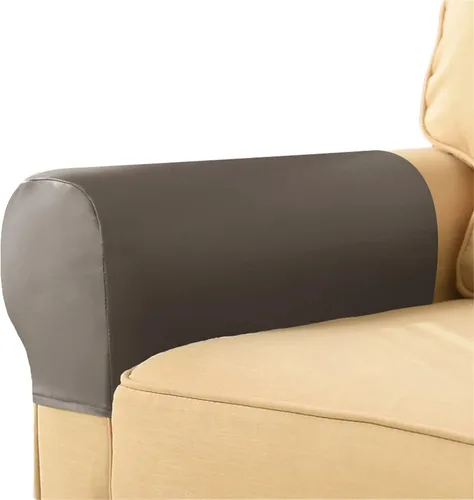 Vista 7 de 2 fundas para reposabrazos de sofá de piel sintética y elastano, elásticas, antideslizantes, protectores para sillones con clavos de giro libre