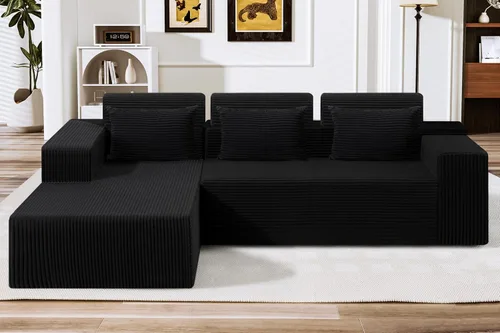 Vista 13 de HABUTWAY Sofá modular modular de 101 pulgadas con asiento profundo, moderno sofá convertible en forma de L, sofá tapizado con diván para sala