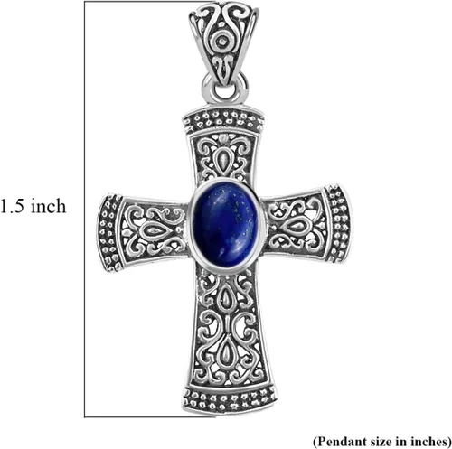 Vista 6 de SHOP LC DELIVERING JOY BALI LEGACY - Colgante de cruz de lapislázuli para hombre, plata de ley 925, vintage, católica, cristiana, regalo de joyería