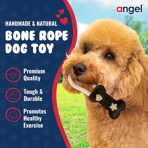 Vista 2 de Juguete de cuerda de hueso para perros, perfecto para perros XS - SM Juguetes duraderos para perros Estimulación interactiva y mental Hecho a