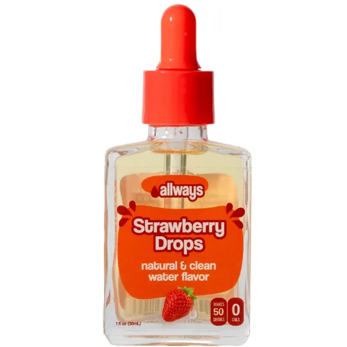 Vista 13 de Allways Drops Potenciador de agua natural de cereza negra Sin azúcar, cero calorías, fruta de monje endulzada Botella de vidrio para hidratación