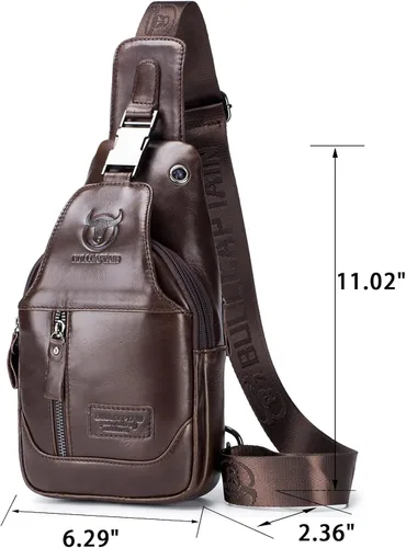 Vista 88 de LUKZIJAES Bolso bandolera de cuero genuino para hombre