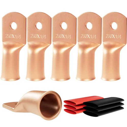 Vista 11 de 6 piezas 1/0 AWG - 1/2" (M12) Sanuke Terminales de anillo para cable de alambre con conectores de extremos resistentes para cable de batería, ojales