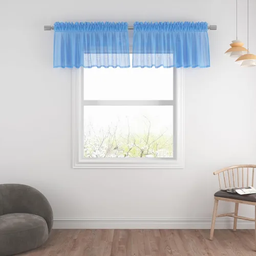 Vista 89 de UPOPO Paneles de Cortina Beige Pequeños Cortinas Transparentes de Gasa de 16 Pulgadas de Largo Cortinas de Cocina de Voile con Textura de Lino