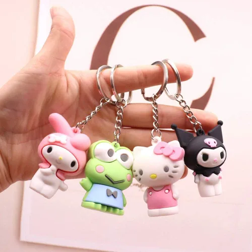 Vista 7 de SLC 7 piezas de llavero de dibujos animados lindo Kuromiii llavero melodyyy figura juguetes llavero colgantes accesorios, Multicolor
