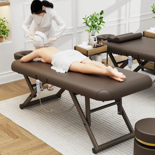 Vista 8 de pouseayar Mesa de masaje ajustable con almohada facial y reposacabezas, resistente y sólida, silenciosa y fácil de ajustar, respaldo ajustable