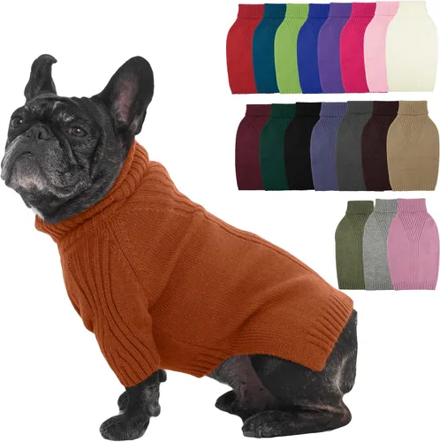 Vista 68 de IECOii Suéter de perro salchicha de cuello alto para perros pequeños, medianos y hembras, elástico y transpirable, abrigo de punto cálido, para Negro