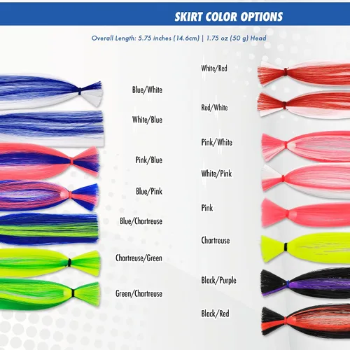 Vista 5 de C&H Lures Señuelos de Pesca Sea Witch - Originales Desde 1959, Faldas de Nylon Revelan Cabeza con Peso, 15 Colores, 8 Pesos de Cabeza, Señuelo