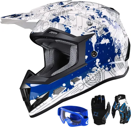 Vista 11 de GLX GX623 Youth ATV & Dirt Bike Helmet Combo, DOT Camouflaje