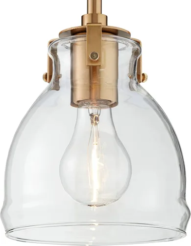 Vista 3 de Possini Euro Design Bellis - Mini iluminación colgante dorada suave de 6 pulgadas de ancho para casa de campo, industrial, rústico, transparente