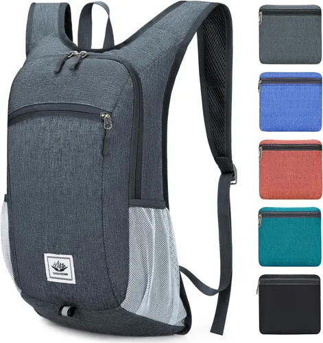Vista 7 de Esup Mochila de senderismo ligera de 15L Mochila de viaje pequeña plegable Mochila de camping plegable para mujeres y hombres (negro)
