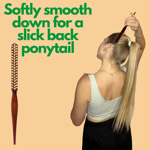 Vista 8 de GranNaturals Cepillo de cerdas de jabalí suave para cabello de espalda resbaladiza, peinado, control de bordes, suavizar los pelos de bebé