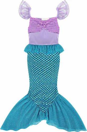 Vista 5 de Eledobby Ariel Dress for Girls Little Mermaid Costume Halloween Princess Mermaids Dress Up Cosplay Brithday Party Outfits