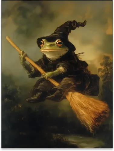 Vista 22 de Lienzo enmarcado negro para pared, póster de Halloween Dark Academia, pintura de gato negro, fantasma en la bañera, imágenes góticas de terror