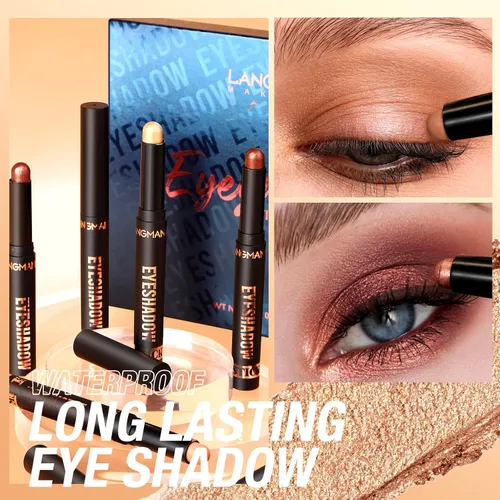 Vista 7 de LANGMANNI Juego de Regalo de 8 Barras de Sombra de Ojos en Crema Suave y Tersa, Color Tierra Mate + Barra de Contorno de Color Metal Brillante