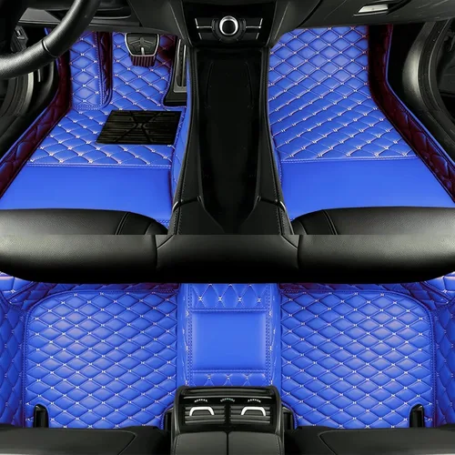 Vista 14 de Tapetes de cuero personalizados impermeables para automóvil, sedán, SUV, automóvil deportivo, negro, beige, para hombre y mujer (todo beige, 3D)
