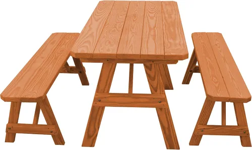 Vista 24 de Furniture Barn USA Pine - Mesa tradicional de 4 pies con 2 bancos, color negro