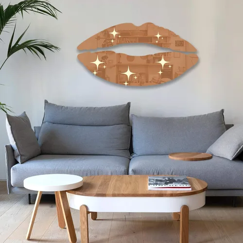 Vista 2 de 2 juegos de calcomanías de pared con espejo de labios, forma de beso 3D, acrílico, sin marco, creativas, murales autoadhesivos para dormitorio