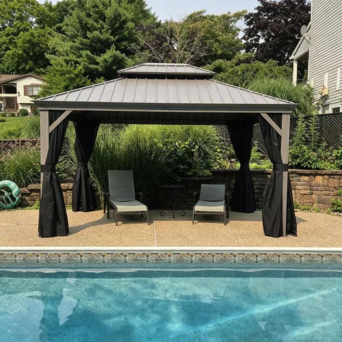 Vista 46 de PURPLE LEAF - Gazebo para exteriores de 10 x 12 pies, con sistema de drenaje