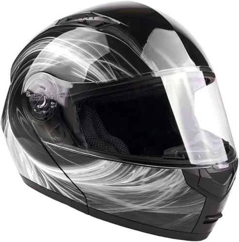 Vista 3 de Casco de motocicleta modular para adultos DOT con anteojos de sol retráctiles de cara completa abatibles Typhoon TH158