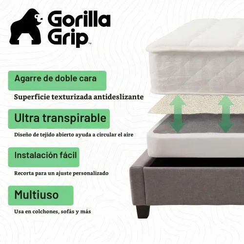 Vista 2 de Gorilla Grip - Agarre antideslizante para colchón, tapón deslizante, 36 x