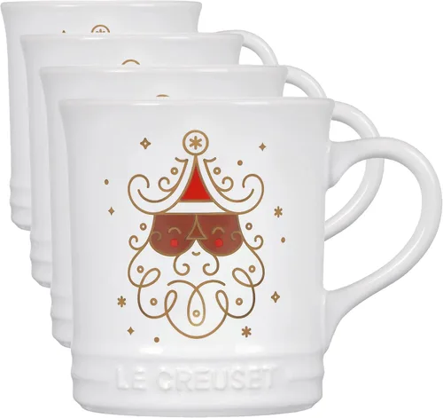 Vista 10 de Le Creuset - Taza de cerámica de la colección Noel: Reno, 14 onzas, blanco con aplicación Noel Collection