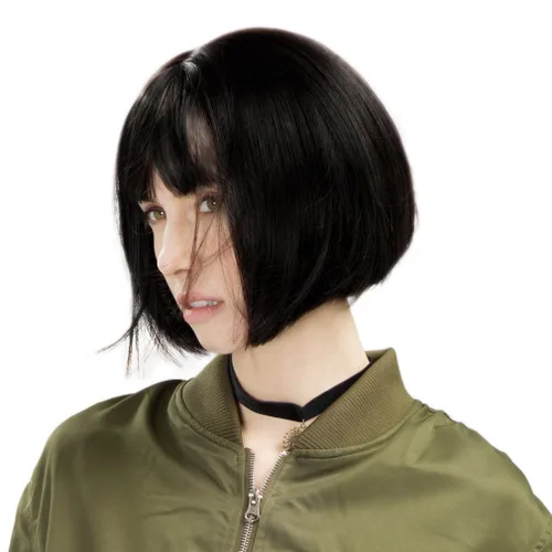 Vista 7 de REECHO peluca corta con flequillo, de cabello sintético, para cosplay, para mujeres