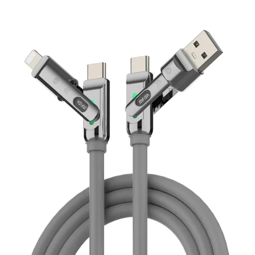 Vista 14 de MFish Cable de carga rápida 4 en 1, 6.6 pies 240 W PD 3.1 USB-A/USB-C a USB-C e Lightning, cable de carga múltiple de silicona con funda, compatible