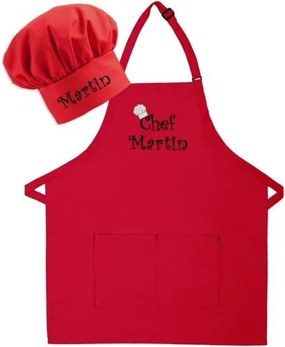 Vista 15 de Delantal y sombrero bordados personalizados para adultos, hechos en los Estados Unidos, para hombres, mujeres, día del padre, cocina, barbacoa