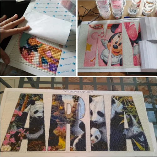 Vista 4 de Nombre foto Pintura de diamante personalizada 5D DIY Foto personalizada Taladro completo Letra personalizada Bordado de diamantes Mosaico Regalos