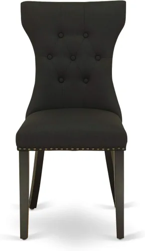 Vista 6 de East West Furniture DLGA5-BLK-24 - Juego de mesa de cocina de 5 piezas para 4 personas, incluye una mesa de comedor redonda con gotas y 4 sillas
