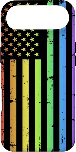 Vista 27 de Funda LGBT para iPhone 17 con diseño de bandera estadounidense arcoíris