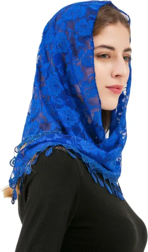 Vista 2 de PAMOR Mass Veil Triangle Mantilla Cathedral Head Cover Chapel Velo Encaje Chal Bufanda Latina