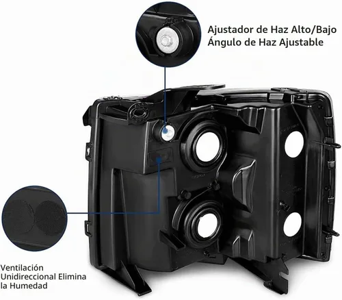Vista 8 de Juego de montaje de faros compatible con Chevy Silverado 1500 2007 2008 2009 2010 2011 2012 2013, Silverado 2500HD 3500 07-14, faro con arnés