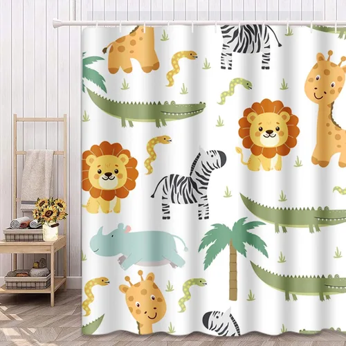 Vista 9 de Emvency Cortina de ducha náutica animal marino para niños, ballena, pulpo, pez, impermeable, tela de poliéster, 60 x 72 pulgadas, juego con ganchos