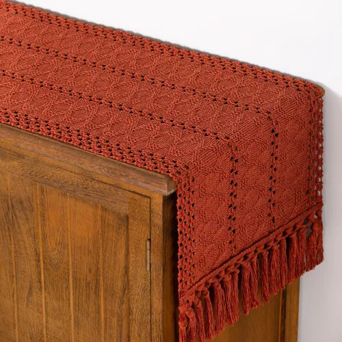 Vista 10 de Camino de mesa bohemio de verano rústico para comedor, bufanda para decoración del hogar Tassel Kitchen Centerpiece Small Macrame Woven Cotton