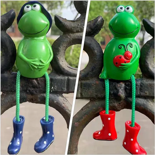 Vista 7 de ARTIBETTER Figuras en miniatura de rana para decoración del hogar, 3 piezas, figuras de rana, estantes con patas colgantes, estatua de rana, adorno