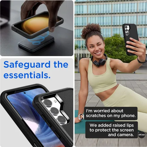 Vista 4 de AICase Funda para Samsung Galaxy S23 (6.1 pulgadas) con protector de pantalla, protección resistente de servicio pesado contra caídas, cuerpo