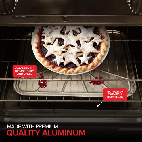 Vista 4 de Revestimientos desechables de aluminio para horno (paquete de 10) forros de horno para la parte inferior del horno eléctrico y horno de gas, bandeja
