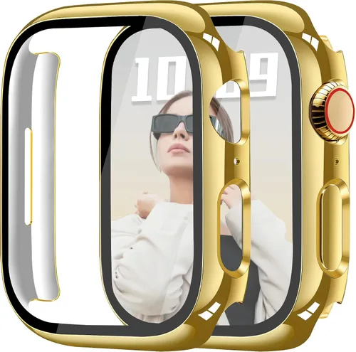 Vista 17 de JR.DM - Juego de 2 fundas de policarbonato duro de 38 mm con protector de pantalla de vidrio templado HD para Apple Watch Series 3/2/1, protector
