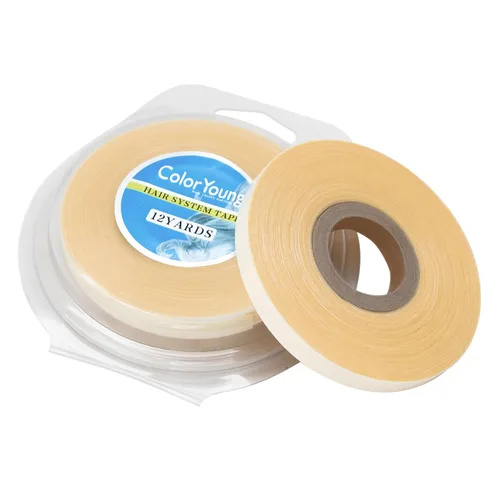 Vista 7 de 5/16"(0.8cm)*12 yardas Cinta para extensiones de cabello con cinta adhesiva de doble cara para extensiones de cabello (blanco)