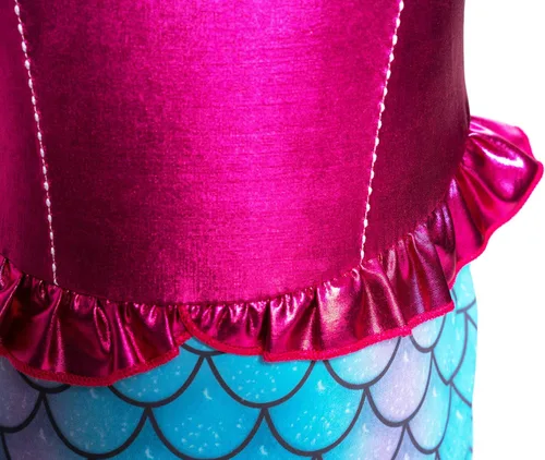 Vista 4 de Funna Disfraz de sirena para niñas, vestido de princesa con accesorios rosa, talla 4T