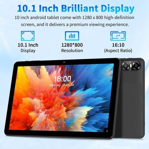 Vista 5 de Tablet Android, 10 pulgadas, Android 13, procesador Octa-Core con 8 GB de RAM, 64 GB de expansión de 1 TB, pantalla táctil IPS HD de 1280 x 800
