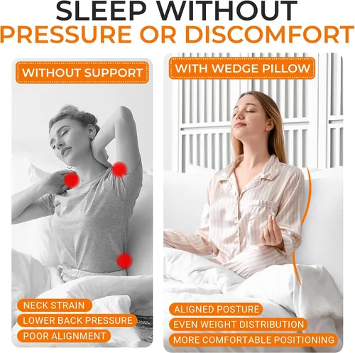 Vista 5 de Cheer Collection - Almohada en forma de cuña, supercómoda y de tela suave, para leer o elevar la cama