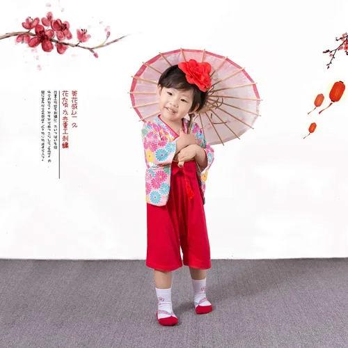 Vista 2 de LXKIKMM Disfraz japonés de Sakura Kimono para niñas pequeñas