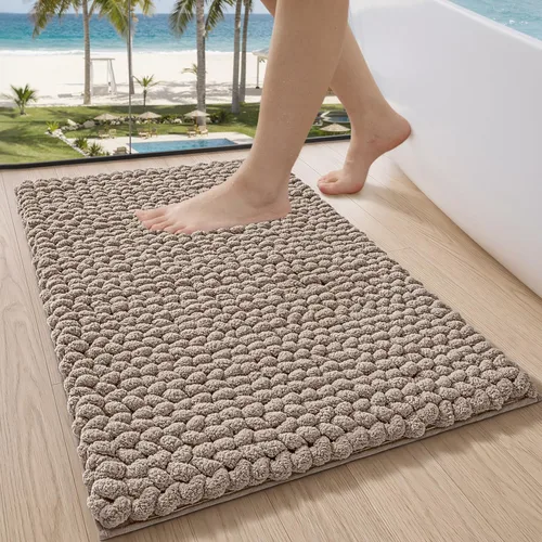 Vista 11 de LUMI Alfombra de Baño de Lujo, Tapete de Baño Ultra Suave de Secado Rápido, Alfombra de Baño Antideslizante Absorbente de Chenilla Gruesa, Tapete