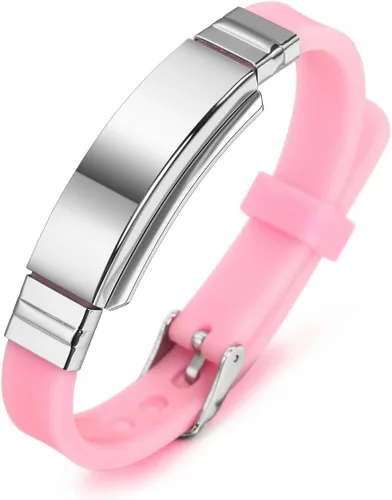 Vista 2 de MOWOM Medical - Pulsera de silicona con grabado personalizado, con identificación, alerta médica, pulsera ajustable para hombres, mujeres, niños