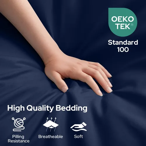 Vista 8 de HOMEIDEAS Sábanas de cama tamaño completo – Juego de 6 piezas (azul aguamarina) – Sábanas de ropa de cama de microfibra cepillada extra suave