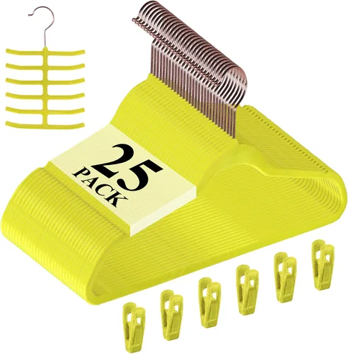Vista 31 de VECELO Perchas de Terciopelo Premium para Ropa de Servicio Pesado (Paquete de 25) - Antideslizantes y que Ahorran Espacio con 6 Clips para Dedos