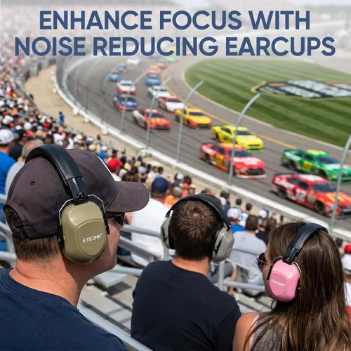 Vista 7 de TICONN Noise Cancelling Ear Muffs for Adults, SNR 33dB Hearing Protection, Adjustable Safety Earmuffs for Construction